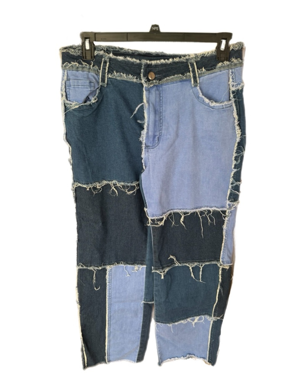 Patchwork Two-Tone Denim Jeans - Blue Mix
